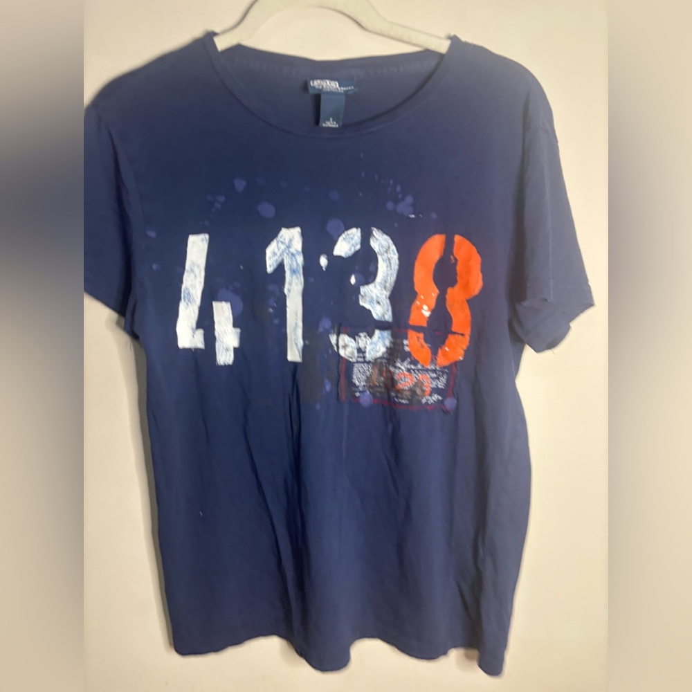 Ralph Lauren Polo Custom Fit Shirt‎ in Navy Paint splatter sz